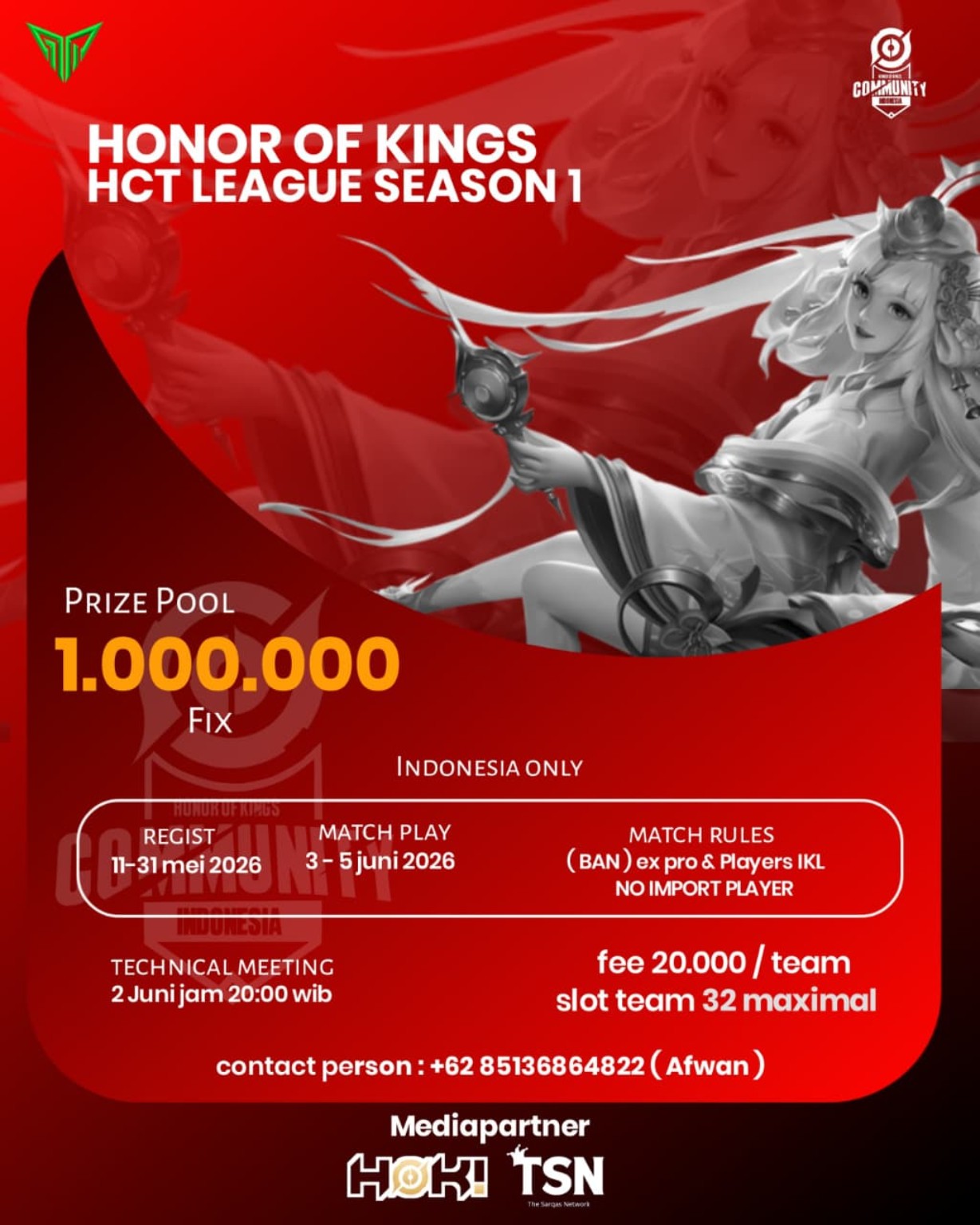 HCT LEAGUE Season 1 Registration Poster